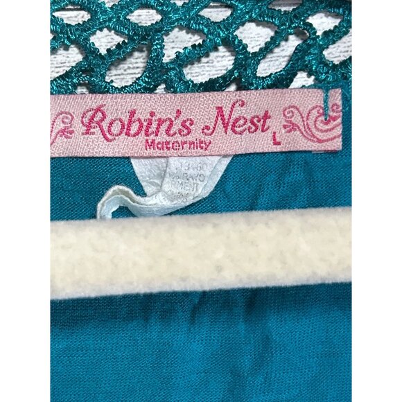 Robins Nest Maternity‎ Top Women's Large Teal High-Low Top Crochet Neckline - Picture 3 of 7